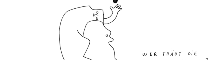 Ein Strichmännchen trägt ein anderes Strichmännchen auf dem Rücken