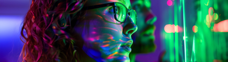 Frau blickt in die Zukunft