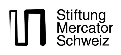 Schwarzes geschwungenes M und rechts daneben in Blockschrift Stiftung Mercator Schweiz 