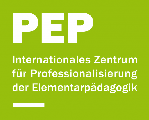 Logo PEP mit einem weissen Schriftzug auf grünem Hintergrund
