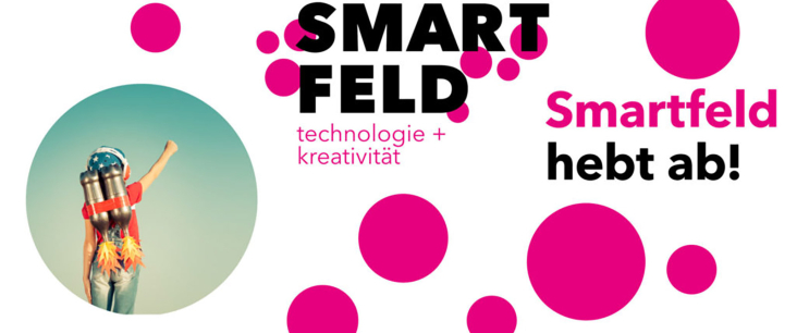 Smartfeld-Flyer mit pinken Kreisen 