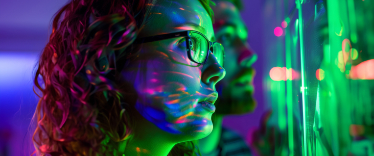 Frau blickt in die Zukunft