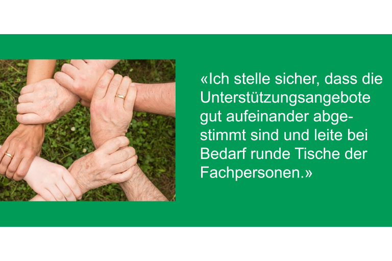 verschiedene Hände fassen sich am Handgelenk der Nebenperson