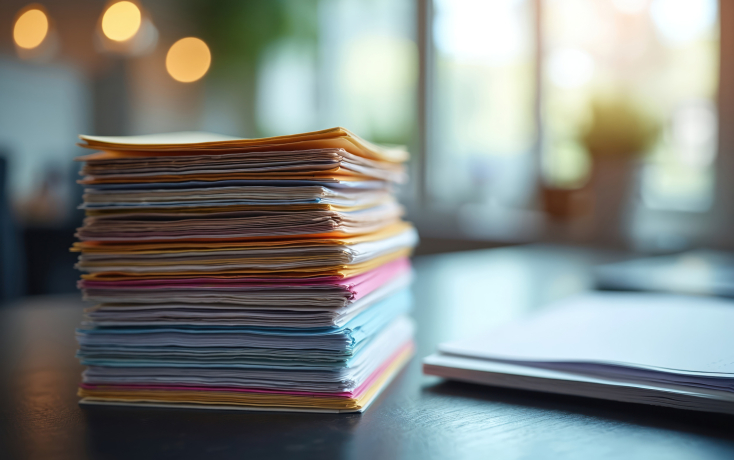 Stapel mit Puplikationen und Papers